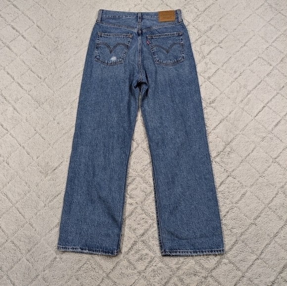 Levi's Jeans Women's 27 Blue After Love Ribcage Straight Ankle High-Rise Premium - Picture 9 of 10